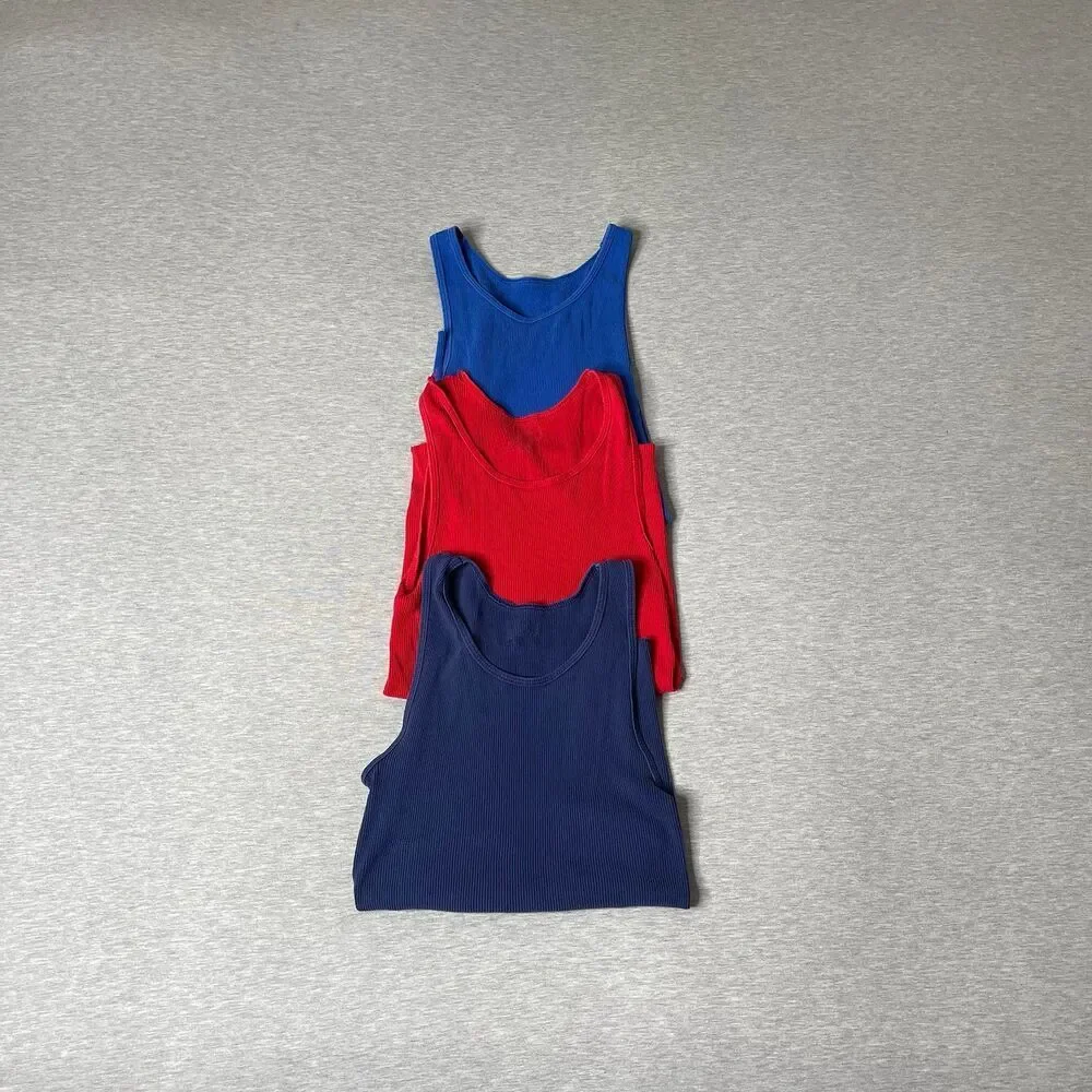 Hanes Men’s Cotton Multicolored Ribbed Tank Tops 3 PCS. Set - Picture 6 of 8